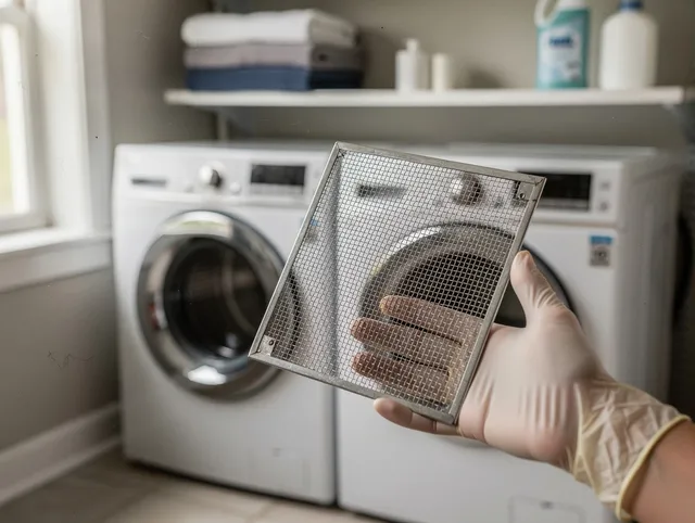 Lakeland Village Dryer Vent Cleaning specialist performing detailed lint trap cleaning service in Lakeland Village